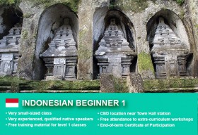 Indonesian Beginner 1 Course in Sydney CBD with small classes! Learn basic conversational proficiency over the 10-week course with free materials.