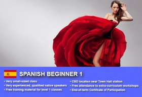 Spanish Beginner 1 Course in Sydney CBD with small classes! Learn basic conversational proficiency over the 10-week course with free materials.