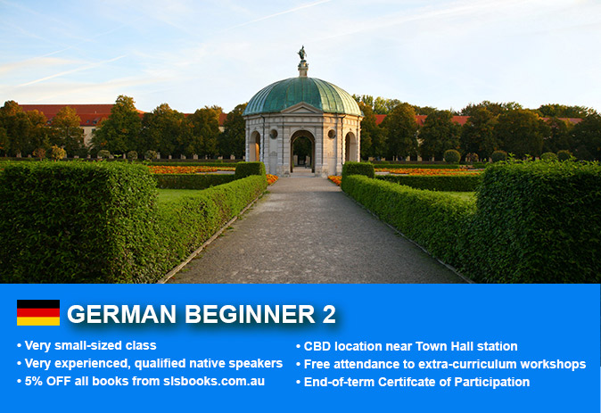 Learn German Beginner 2 in Sydney CBD with small classes! Improve your conversational proficiency over 10 weeks with free course materials.