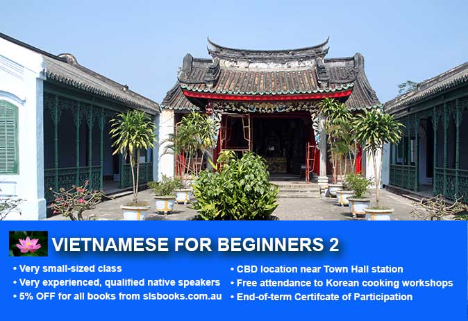 Learn Vietnamese Beginner 2 in Sydney CBD with small classes! Improve your conversational proficiency over 10 weeks with free course materials.