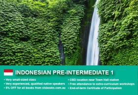 IIndonesian Pre-Intermediate 1 Course in Sydney CBD with small classes! Advance your conversational proficiency over 10 weeks with free materials.