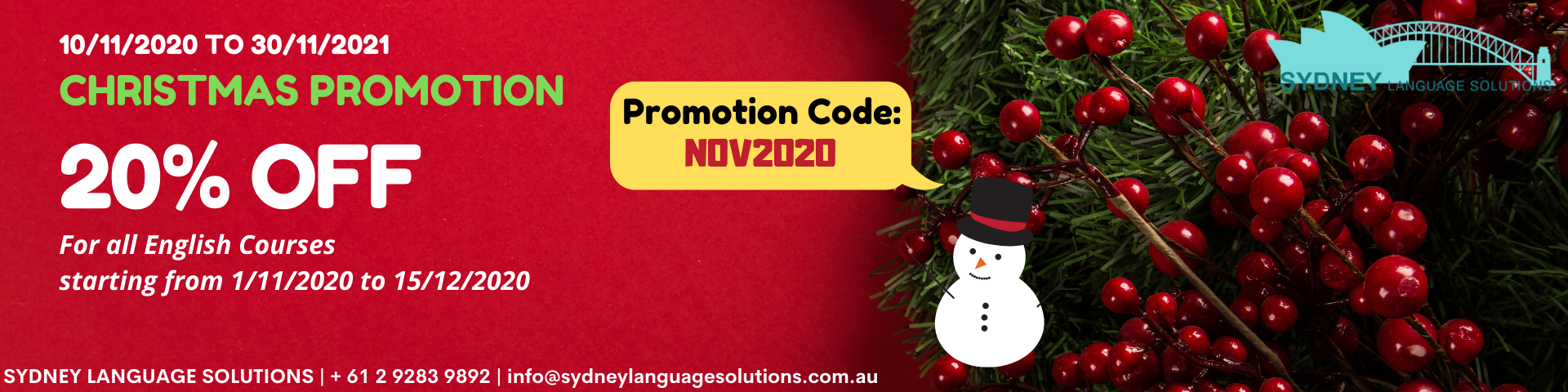 Christmas Discount Promotion | Sydney Language Solutions